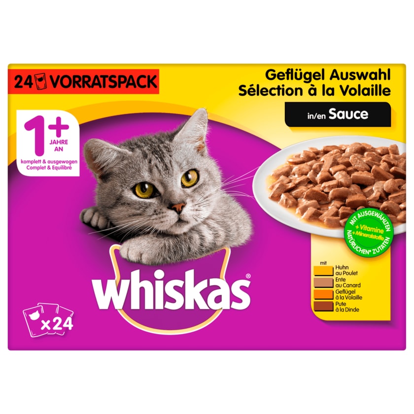 Whiskas Geflügel-Auswahl in Sauce 24x100g